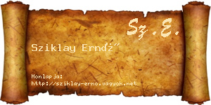 Sziklay Ernő névjegykártya